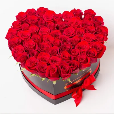 51 Heart Roses Box
