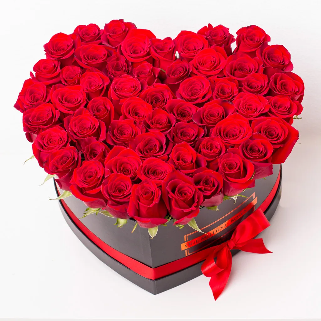 51 Heart Roses Box