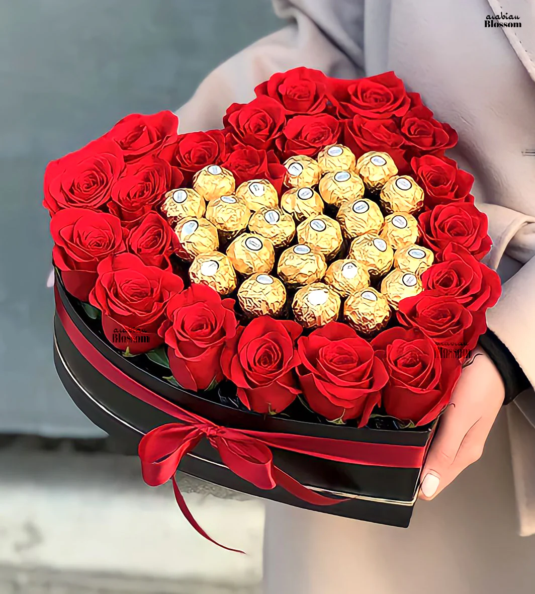 Rose Chocolate Heart Box