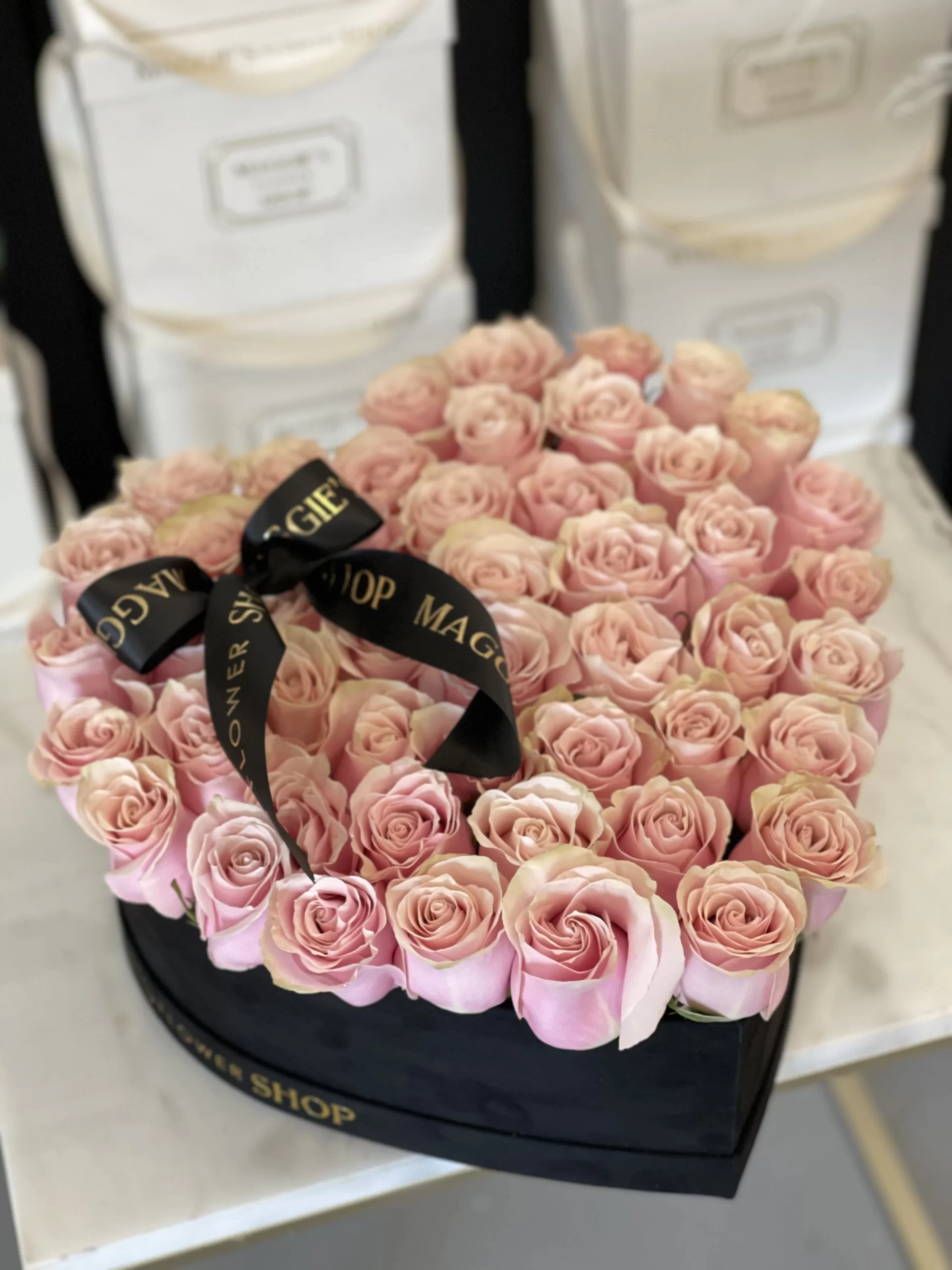 Pink Roses Heart Box