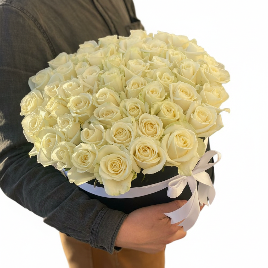 51 White Roses Box