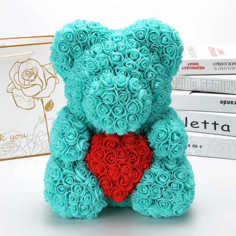 Aqua Blue Teddy Rose Bear