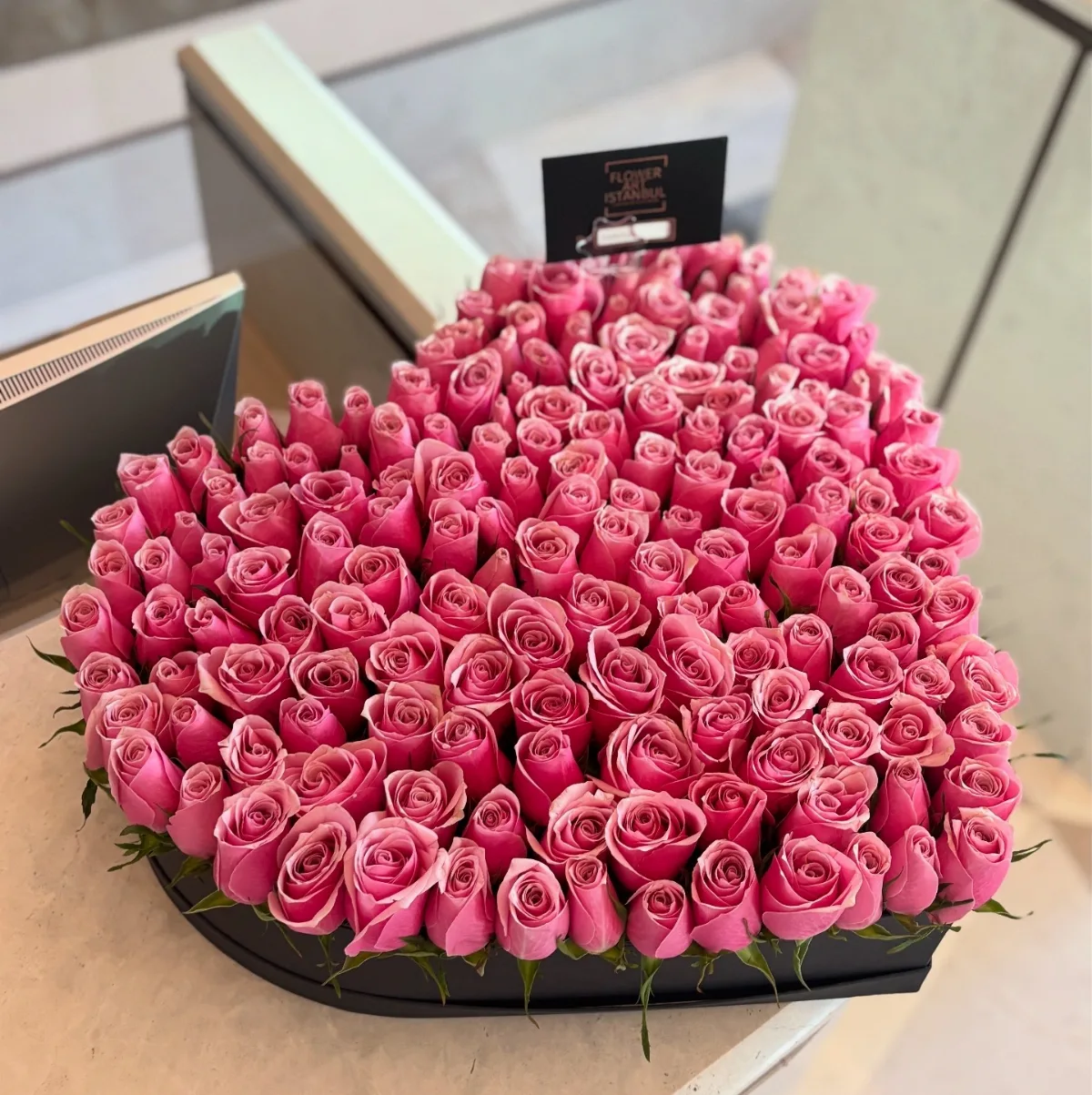 Pink Rose Heart Box