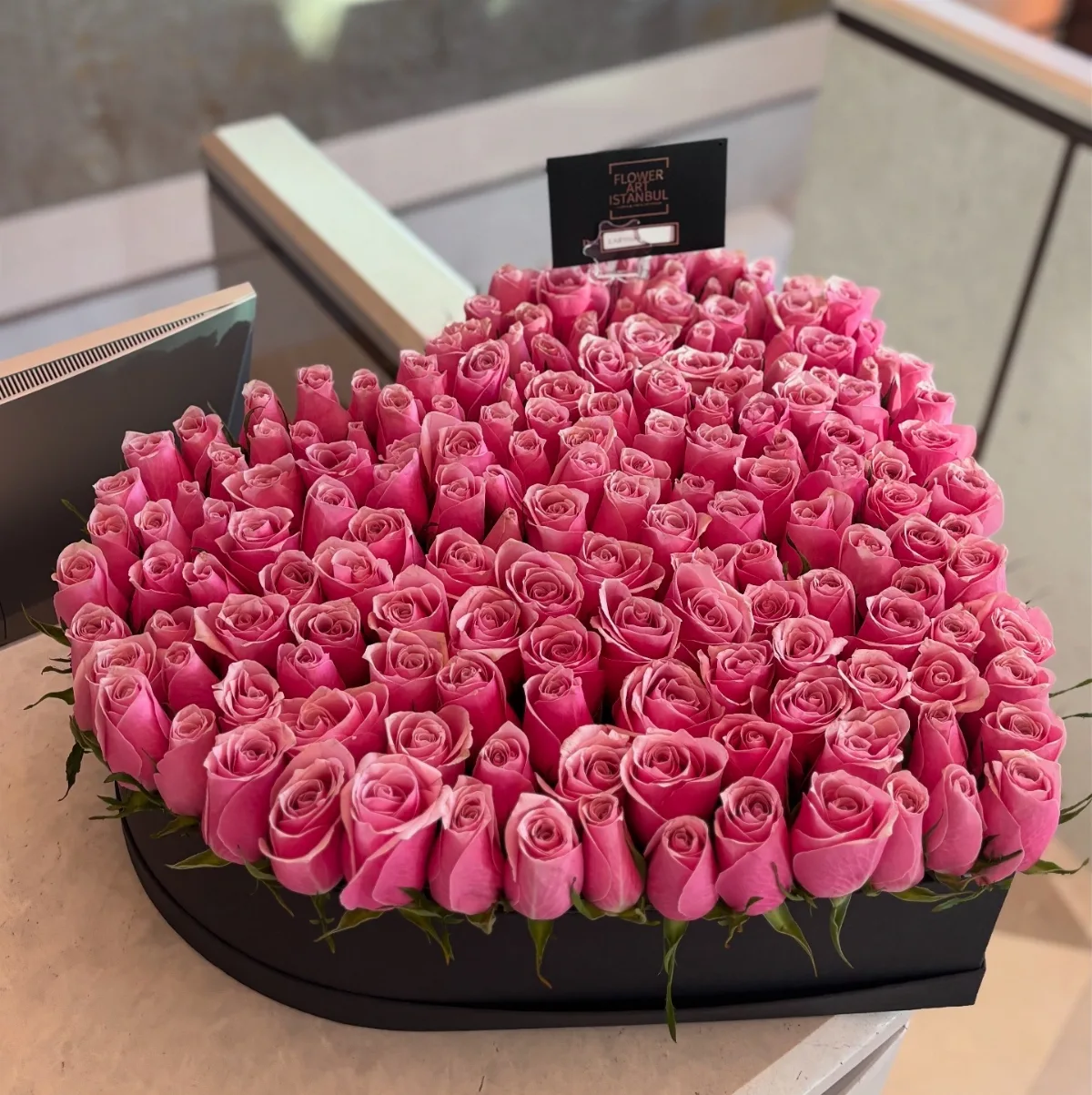 Pink Rose Heart Box