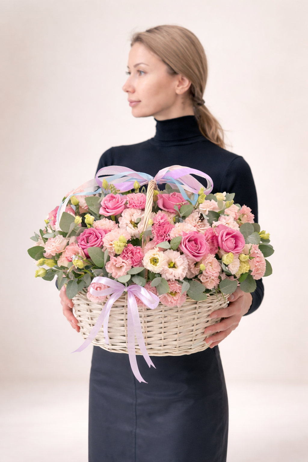 Romantic Blush Flower Basket