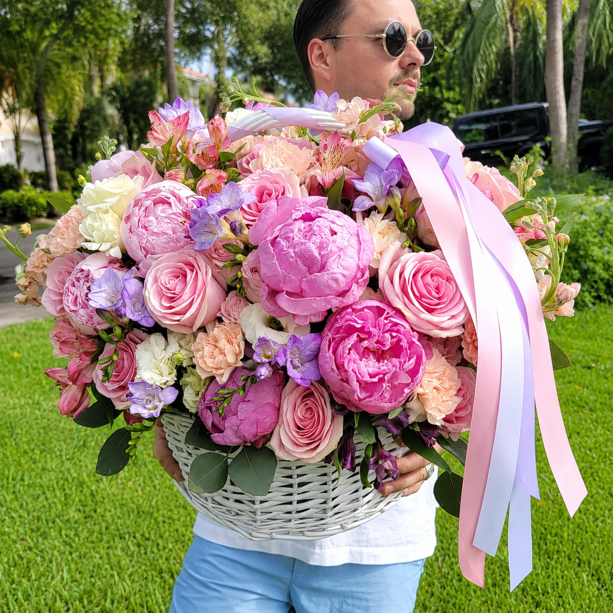 Pink Flower Basket
